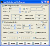 Screenshot of PRANA HRV Analysis plug-in