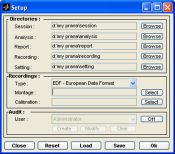 Screenshot of PRANA Software Setup